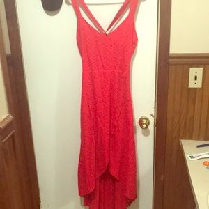 J.O.A. Red High Low Floral Lace Dress